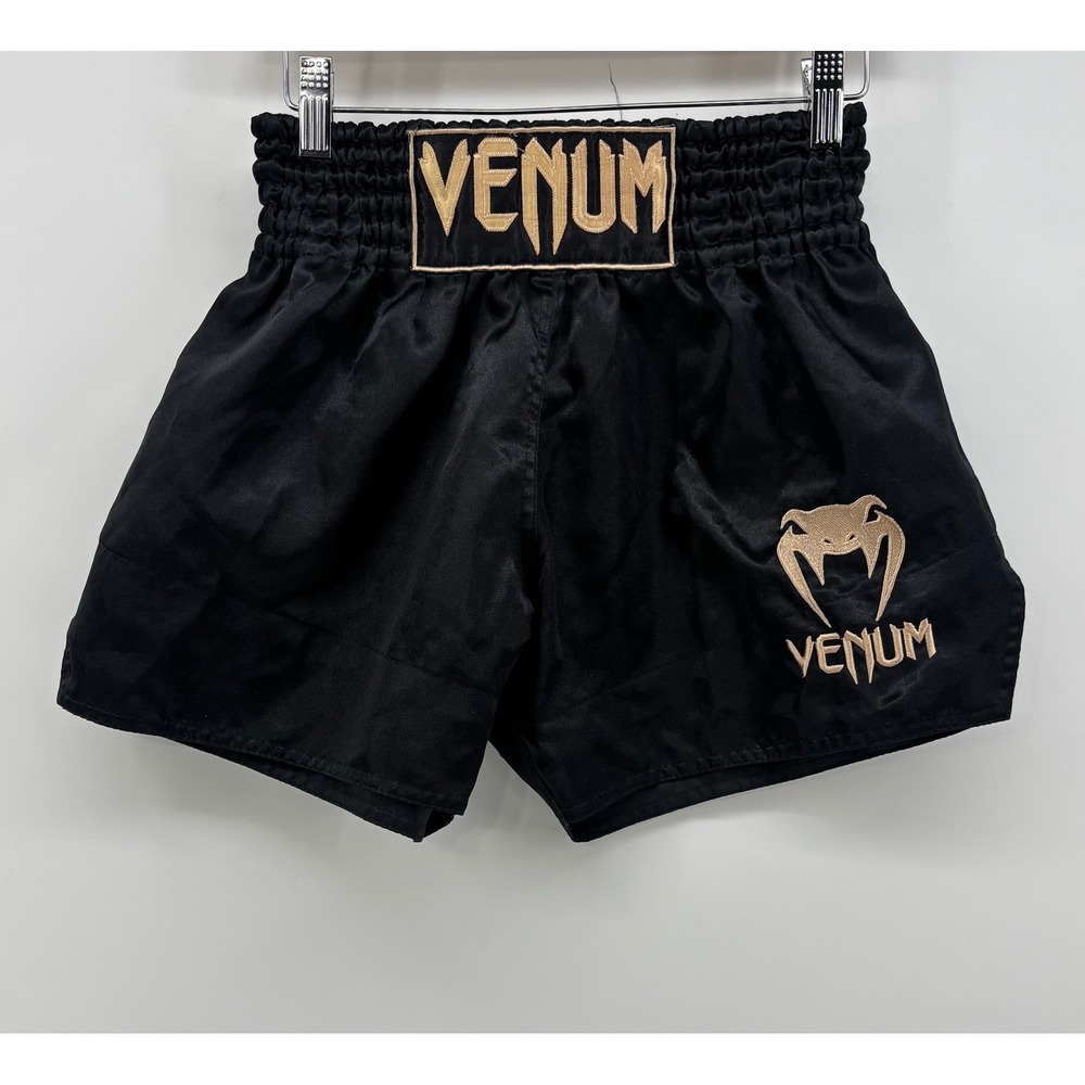 Venum Shorts Mens Medium Black Gold MMA Jiu Jitsu Boxing BJJ Kickboxing
